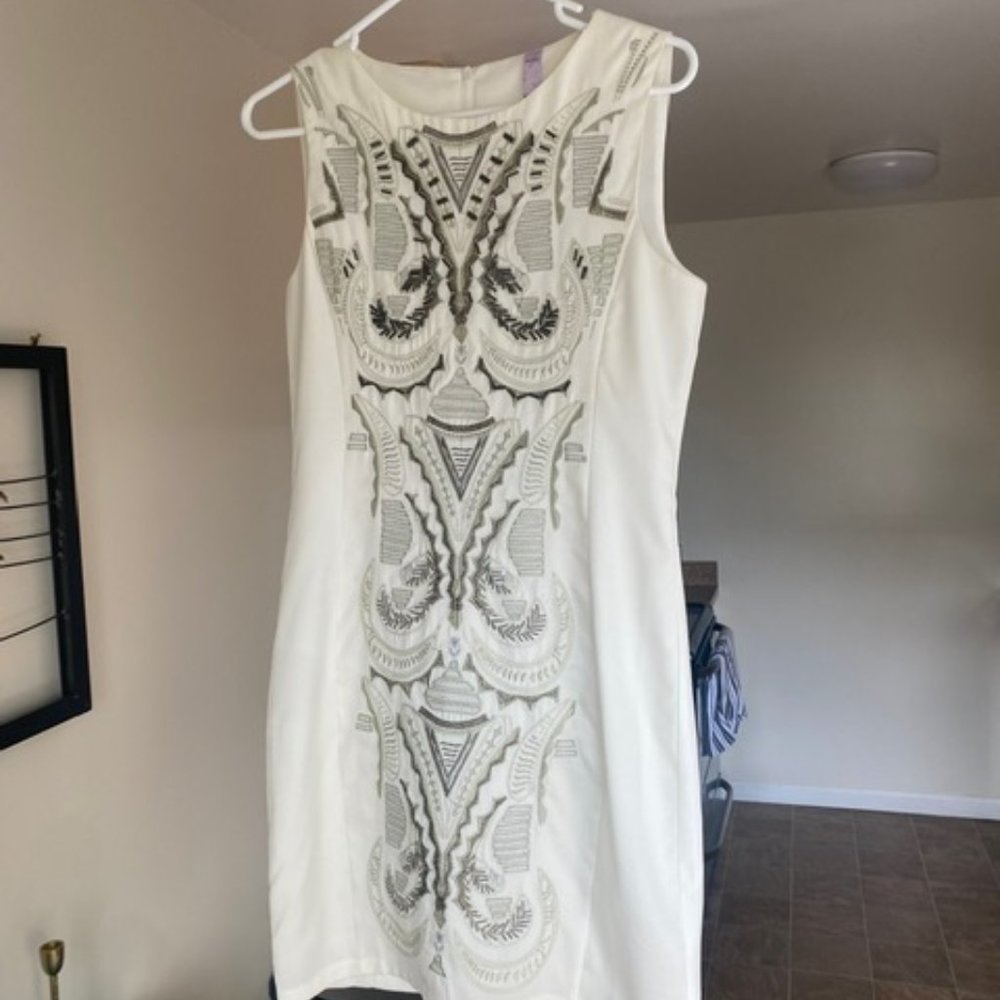 Francesca's White Beaded Bodycon Mini Dress